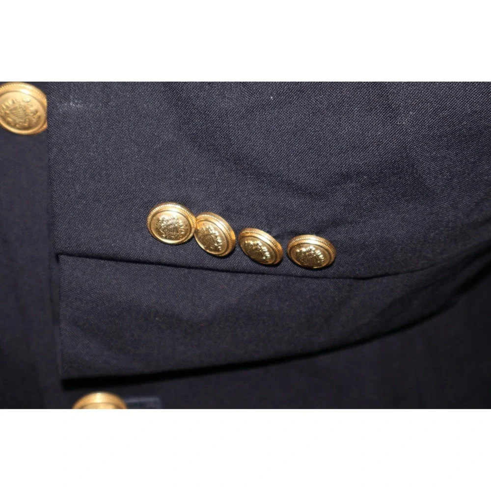 Jos. A. Bank Blazer Jacket Mens 44R Navy Blue 2-Button Gold Crest Buttons Wool